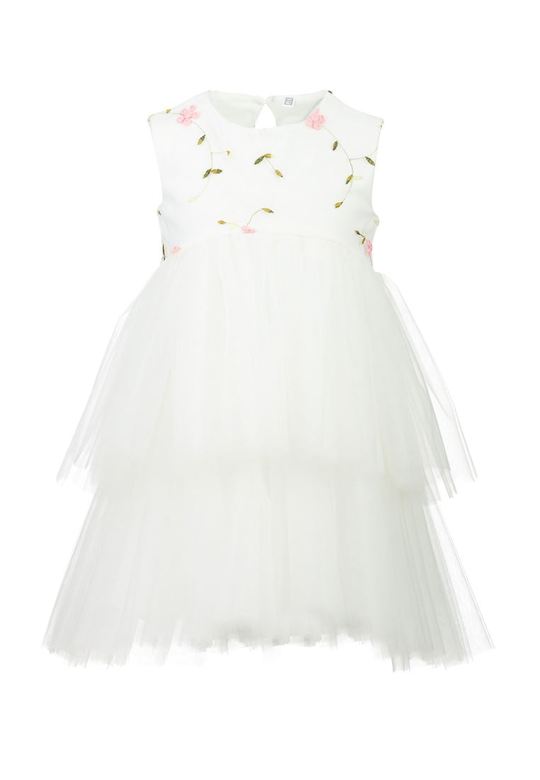 Cream colored dress with two layers of tulle